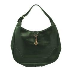 Hermes Green Leather Trim  Handbag