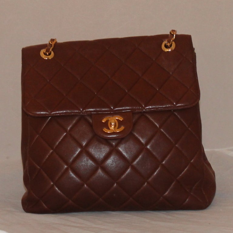 Vintage Chanel Brown 2 Sided Flap Handbag - Circa 96 at 1stdibs