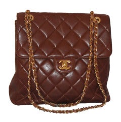 Vintage Chanel Brown 2 Sided  Flap Handbag - Circa 96