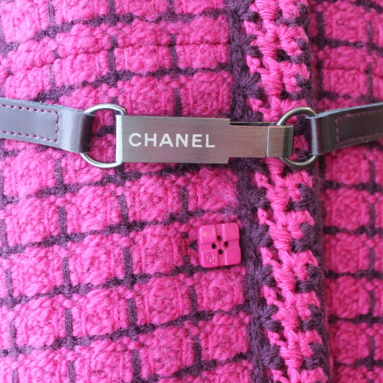 chanel pink plaid coat