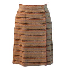 Vintage Chanel Tweed  Stripe Wrap Skirt - 38