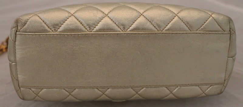 Women's Chanel Vintage Gold Lambskin Quilted Mini Flap Handbag