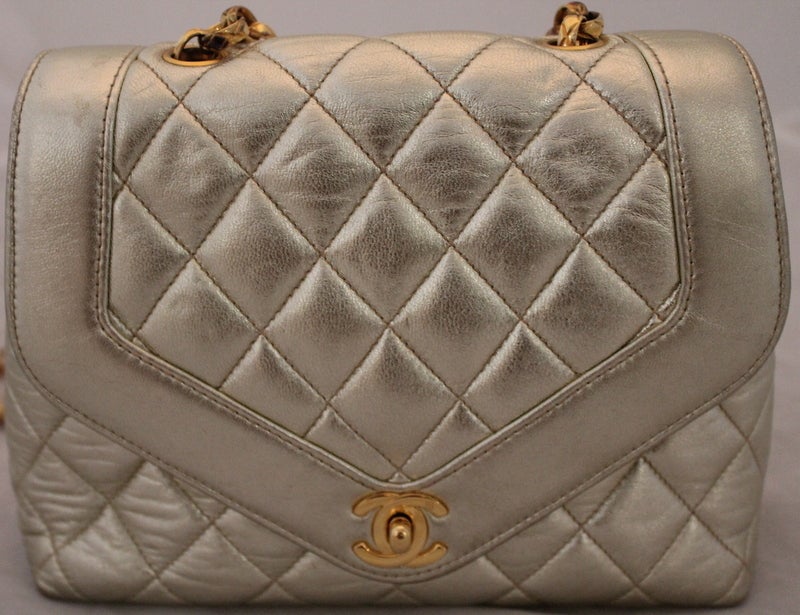 Chanel Vintage Gold Lambskin Quilted Mini Flap Handbag 1