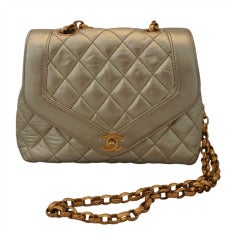Chanel Vintage Gold Lambskin Quilted Mini Flap Handbag