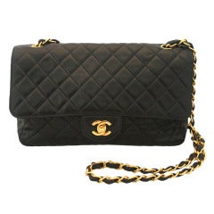 Chanel Vintage Black Lambskin Single Flap Handbag-GHW