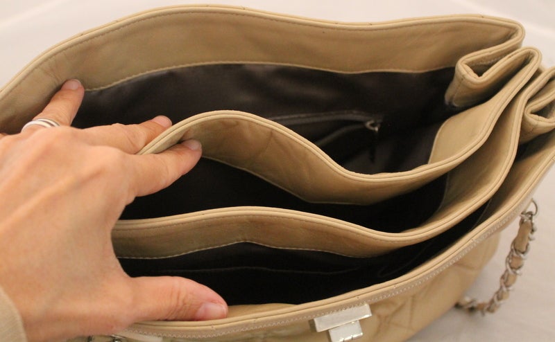 Chanel Tan Lambskin Shoulder Handbag - SHW 1