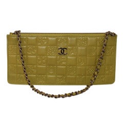 Chanel Charteuse Lambskin Embossed Pochette - SHW