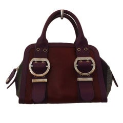 Emilio Pucci Burgundy Leather with Tweed and SHW