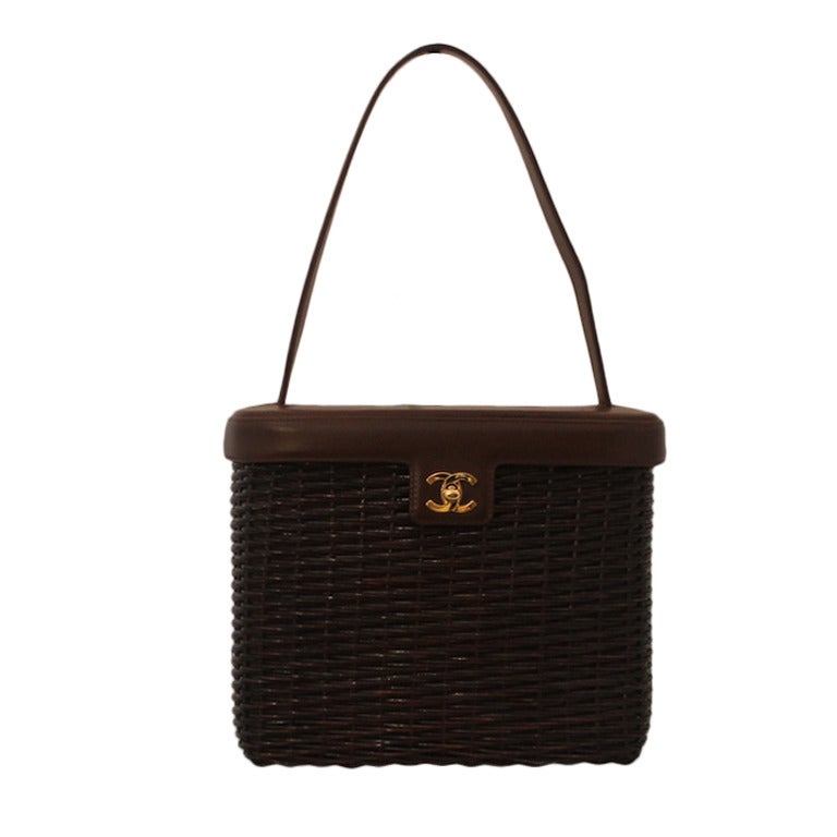 Chanel Brown 1997 - 2000 Wicker Basket Handbag
