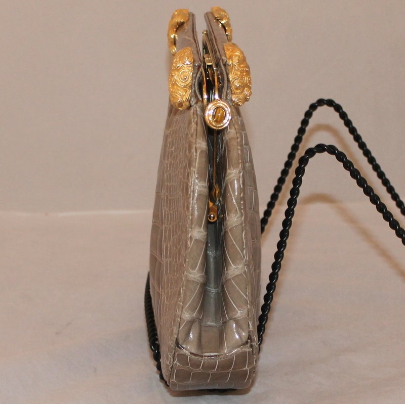 Judith Leiber Taupe Vintage Alligator Handbag