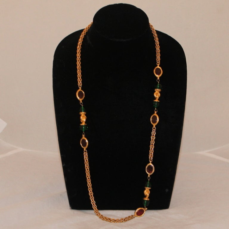 Chanel Gold and Gripouix Long Necklace 1970