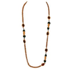 Chanel Gold and Gripouix Long Necklace Circa 1970's