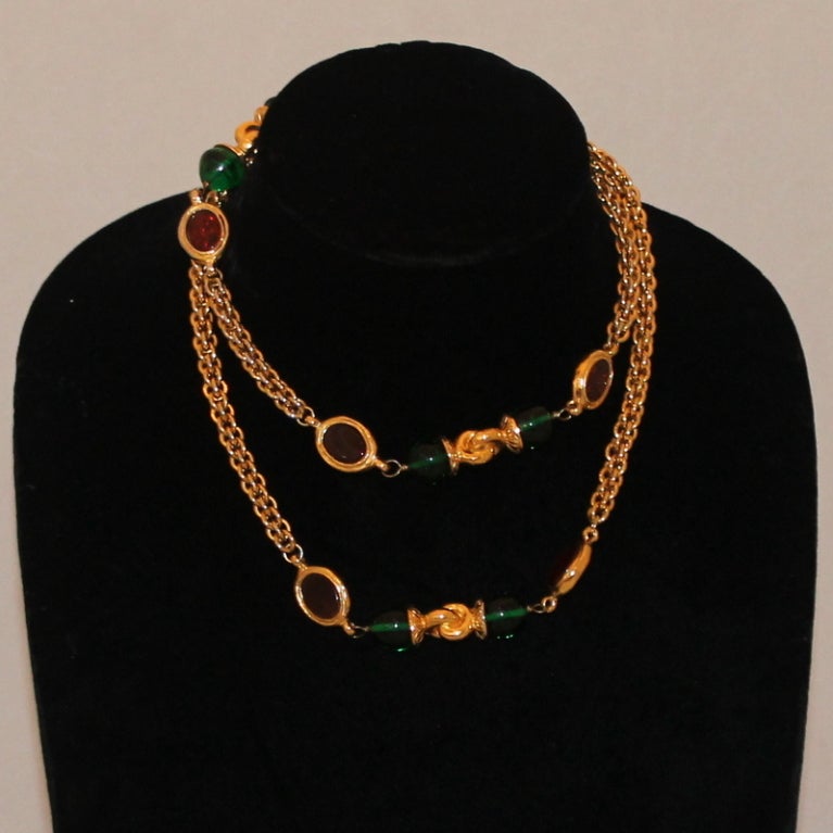 Chanel Gold and Gripouix Long Necklace Circa 1970's
Length 35