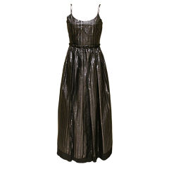 Retro Lanvin Black and Silver Silk Gown- Circa 80's