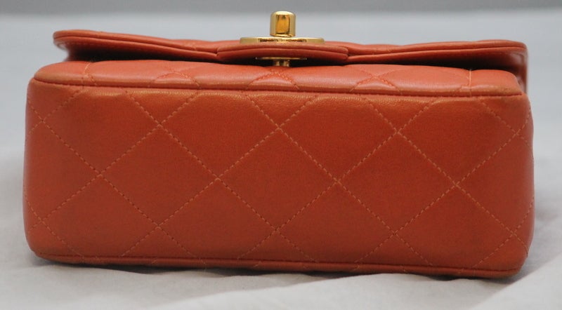 Women's Chanel Orange Lambskin Mini Flap Handbag - GHW Circa 1996
