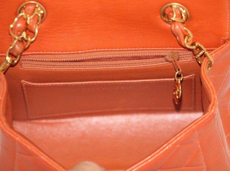 Chanel Orange Lambskin Mini Flap Handbag - GHW Circa 1996 1