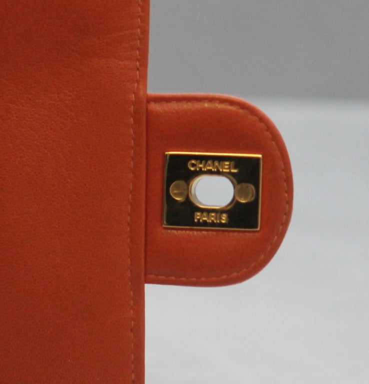Chanel Orange Lambskin Mini Flap Handbag - GHW Circa 1996 2