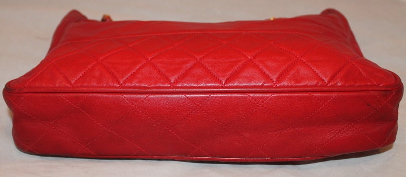 Women's Chanel Vintage Red Lambskin Tote - GHW - Circa 70's