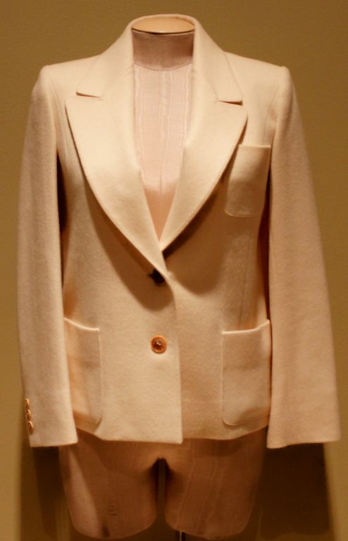 Vintage Hermes Ivory Cashmere Jacket-Sz 8