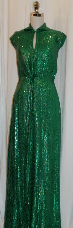 Vintage Emerald Green Halston Sequin Gown. This is the same style dress that was worn by Miranda in 