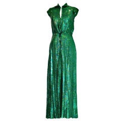 Halston Emerald Green Sequin Gown at 1stDibs | halston green dress ...