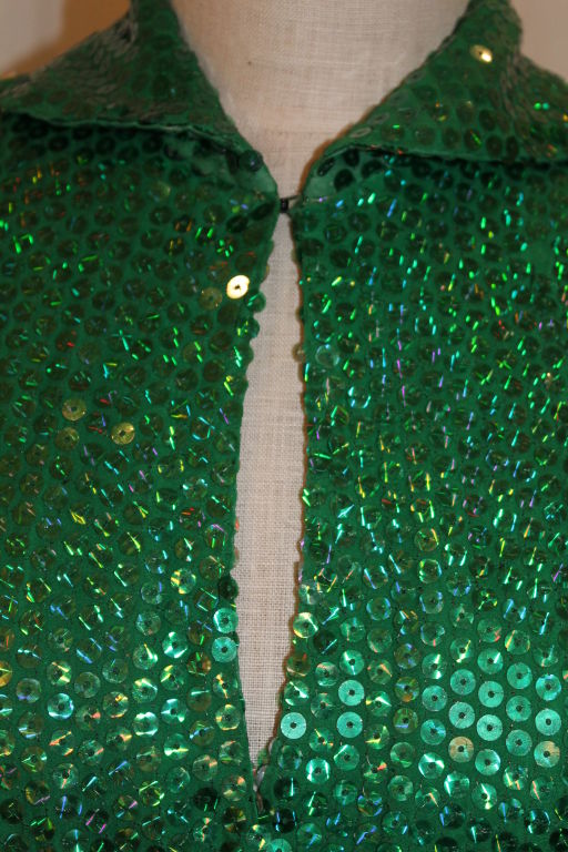Halston Emerald Green Sequin Gown 2