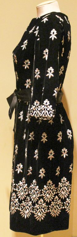 velvet dress with embroidery