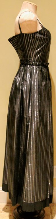 Lanvin Black and Silver Silk Gown- Circa 80's In Excellent Condition For Sale In West Palm Beach, FL