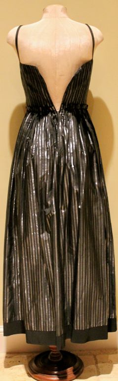 Women's Lanvin Black and Silver Silk Gown- Circa 80's For Sale