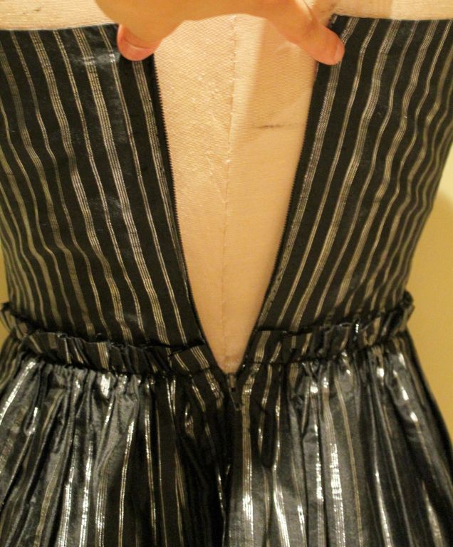 Lanvin Black and Silver Silk Gown- Circa 80's For Sale 1