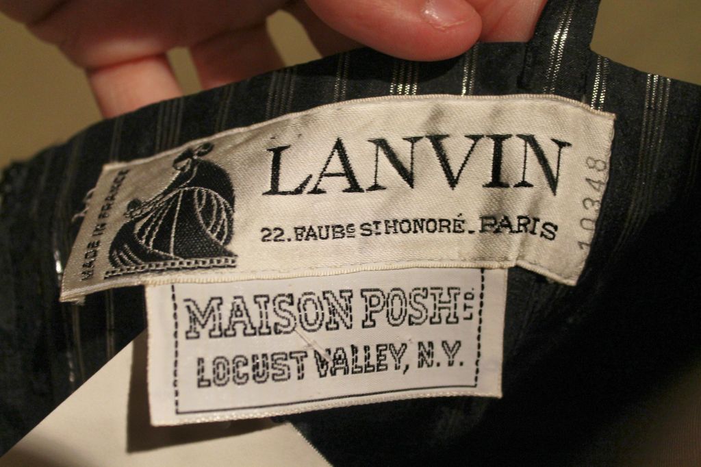 Lanvin Black and Silver Silk Gown- Circa 80's For Sale 2