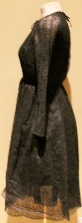 Women's Vintage Sarmi Black Lace Cocktail Dress-Sz 6 Circa 50's For Sale
