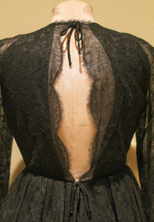 Vintage Sarmi Black Lace Cocktail Dress-Sz 6 Circa 50's For Sale 2