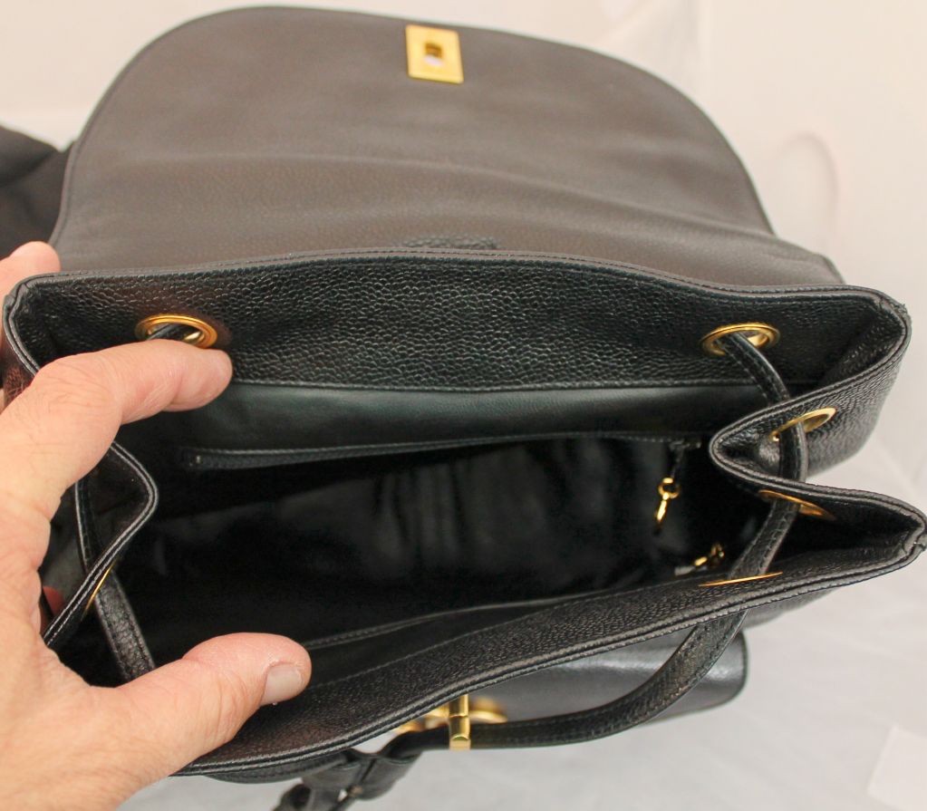 Vintage Chanel Black Caviar Leather Backpack at 1stDibs