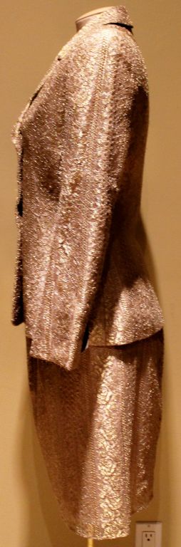 Brown Badgley Mischka Bronze Lace Skirt Suit-Sz 6 Circa 90’s For Sale
