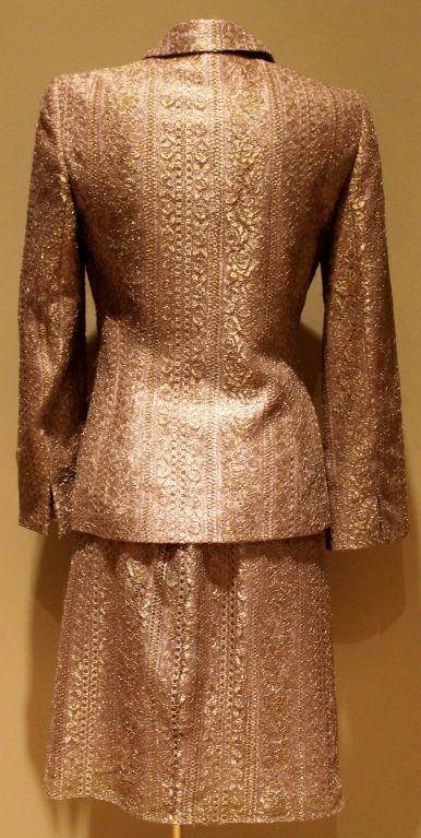 Badgley Mischka Bronze Lace Skirt Suit-Sz 6 Circa 90’s In Excellent Condition For Sale In West Palm Beach, FL