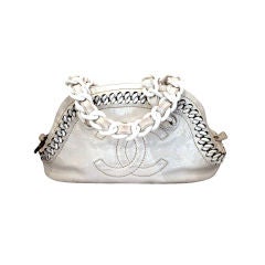 Chanel White patent leather bowler bag with resin chain strap