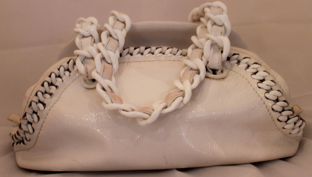 Women's Chanel White patent leather bowler bag with resin chain strap