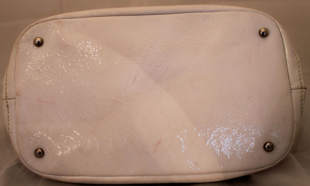 Chanel White patent leather bowler bag with resin chain strap 1