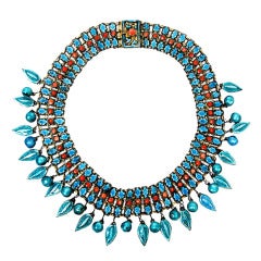 Chinese Enamel Vermeil Coral Necklace
