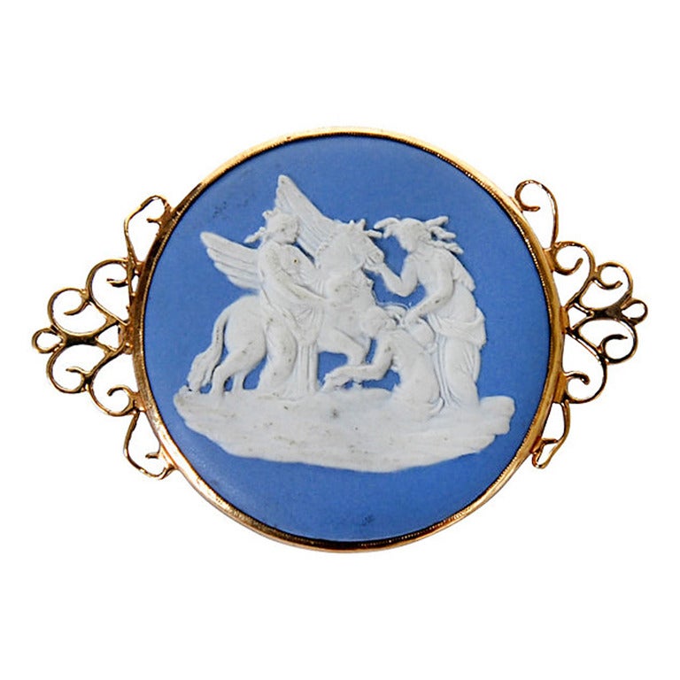 Gold Mounted Wedgwood Plaque Brooch
