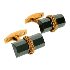 Tiffany & Co. Hematite and 18 Karat Gold Baton Cufflinks