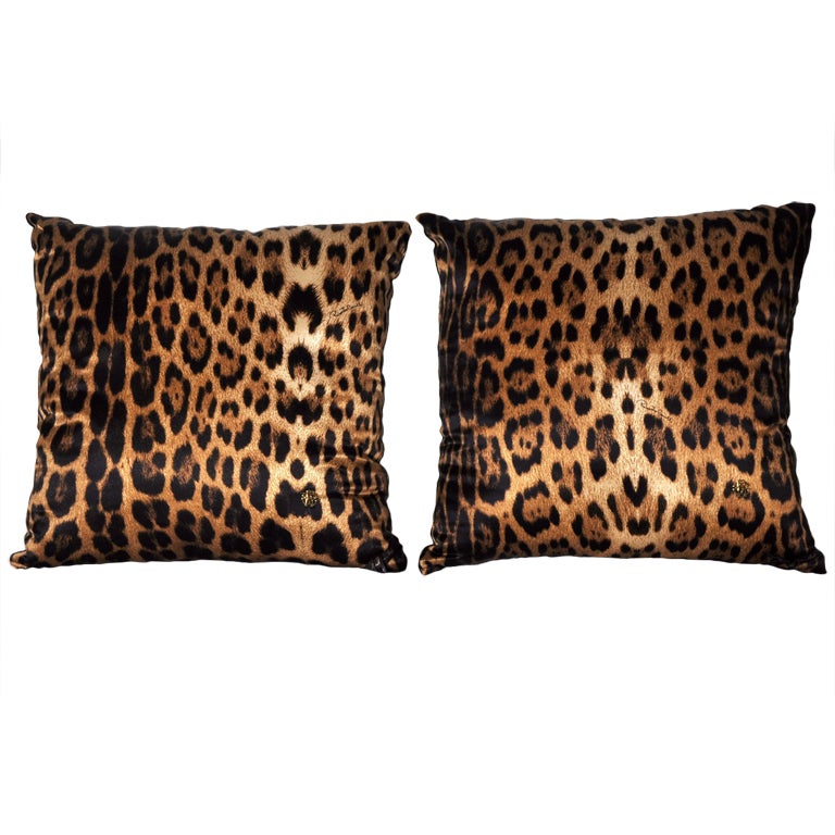 ROBERTO CAVALLI LEOPARD PRINT SILK PILLOWS