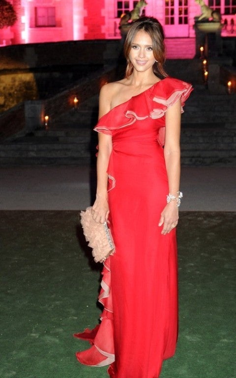 VALENTINO red ruffled silk-chiffon gown JESSICA ALBA got it too!