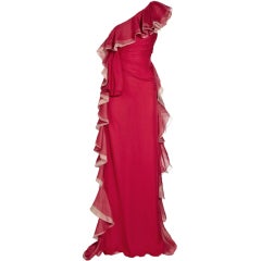 VALENTINO red ruffled silk-chiffon gown JESSICA ALBA got it too!