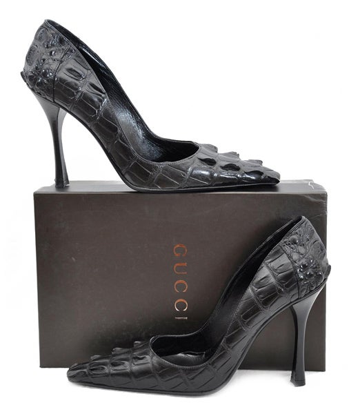 2002 VINTAGE TOM FORD for GUCCI BLACK ALLIGATOR SHOES  In New Condition In Montgomery, TX