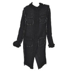 LANVIN black embellished boucle tweed coat 40 - 8 12