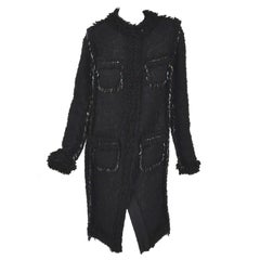 LANVIN black embellished boucle tweed coat 40 - 8