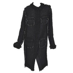 LANVIN Schwarzer verzierter Tweed-Mantel aus Boucle 40 - 8