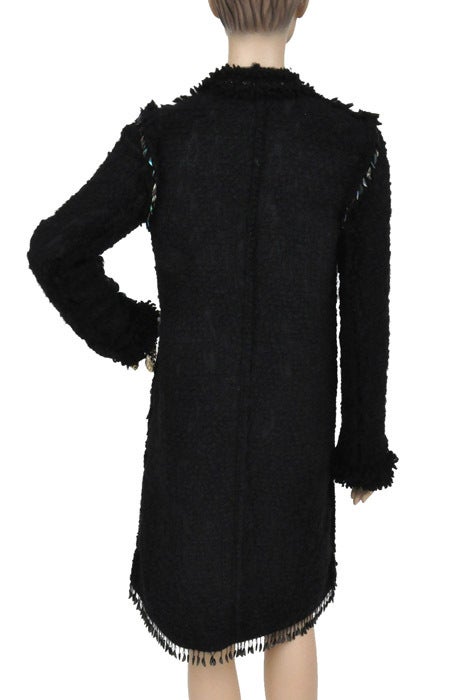 LANVIN black embellished boucle tweed coat 40 - 8 In New Condition In Montgomery, TX